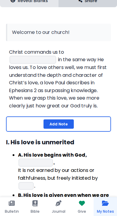 FaithNotes Interactive Sermon Notes Interface