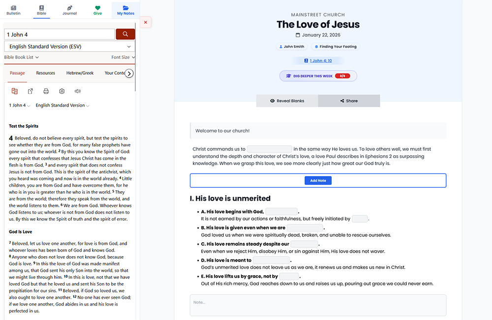 FaithNotes digital sermon notes