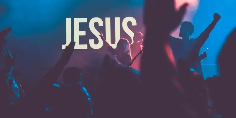 Worship-themed church media banner created with FaithNotes AI